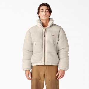 Beige Men's Dickies Mount Hope Puffer Jacket | VEQ041372