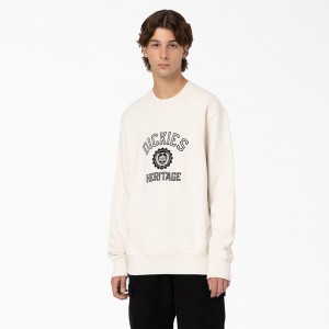 Beige Men's Dickies Oxford Graphic Sweatshirt | HBV189563