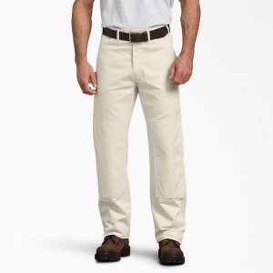 Beige Men's Dickies Relaxed Fit Double Knee Carpenter Painter's Pants | NWI290837