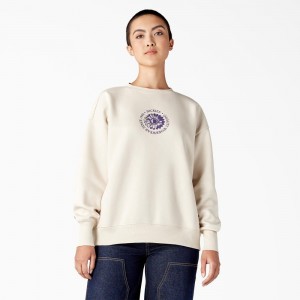 Beige Women's Dickies Garden Plain Sweatshirt | BAE061943