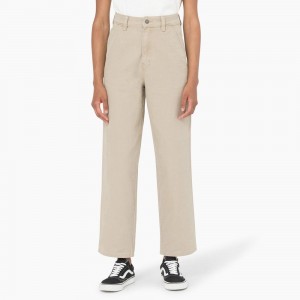 Beige Women's Dickies Regular Fit Duck Pants | HCI178529