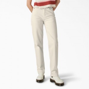 Beige Women's Dickies Thomasville Relaxed Fit Jeans | KYR264803