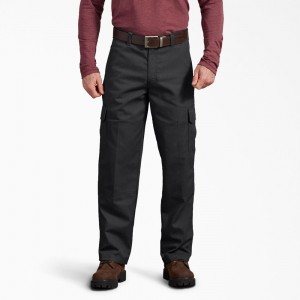 Black Men's Dickies Active Waist Regular Fit Cargo Pants | EVO863501