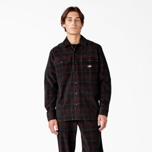 Black Men's Dickies Alma Corduroy Shirt | HJD250387