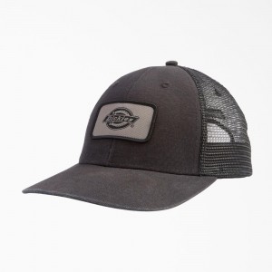 Black Men's Dickies Canvas Trucker Cap | TEX403657