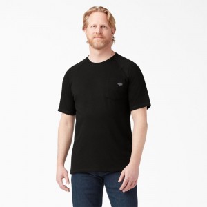 Black Men's Dickies Cooling Short Sleeve Pocket T-Shirt | DCX896705