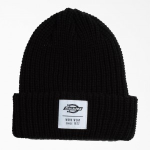 Black Men's Dickies Cuffed Fisherman Beanie | VHK906345