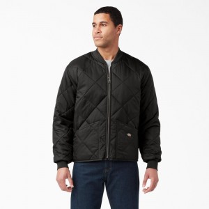 Black Men's Dickies Diamond Quilted Jacket | ZOP160487