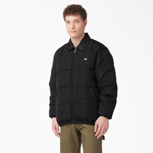 Black Men's Dickies Eisenhower Puffer Jacket | GJL374251