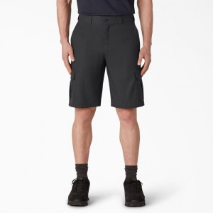 Black Men's Dickies FLEX Cooling Active Waist Regular Fit Cargo Shorts | NMP153879