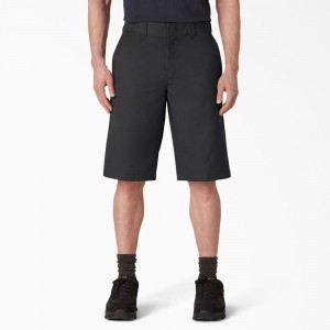 Black Men's Dickies FLEX Cooling Active Waist Regular Fit Shorts | LZG801625