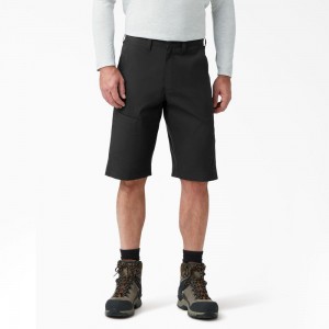 Black Men's Dickies FLEX Cooling Regular Fit Utility Shorts | OVU802364