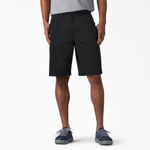 Black Men's Dickies FLEX Cooling Regular Fit Utility Shorts | AOC893174