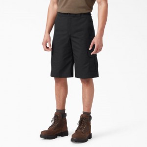 Black Men's Dickies FLEX Relaxed Fit Cargo Shorts | ZVG192785