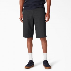 Black Men's Dickies FLEX Skateboarding Slim Fit Shorts | SUO728146