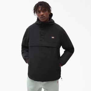 Black Men's Dickies Glacier View Anorak Pullover Jacket | ELF831945