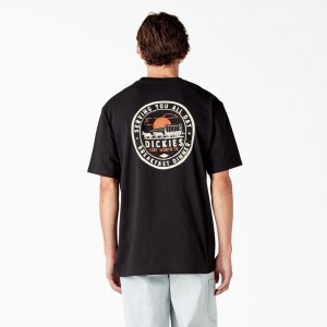 Black Men's Dickies Greensburg Graphic T-Shirt | QAO358742