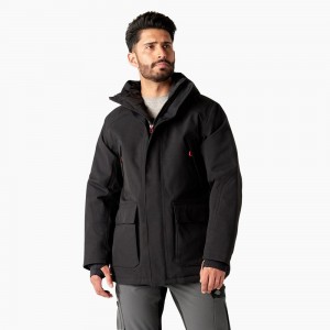 Black Men's Dickies Insulated Parka Jacket | ONX564197