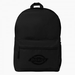 Black Men's Dickies Logo Backpack | FJH716032