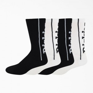 Black Men's Dickies Logo Print 4-Pack Socks | NUT107428