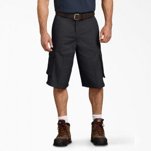 Black Men's Dickies Loose Fit Cargo Work Shorts | DXE584123