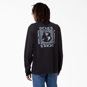 Black Men's Dickies Marbury Long Sleeve T-Shirt | AGS304215