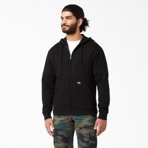 Black Men's Dickies Midweight Fleece Zip Hoodie | ZVC418576