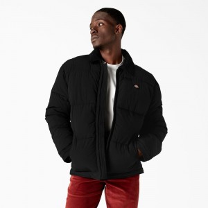 Black Men's Dickies Overbrook Puffer Jacket | ZAX526830