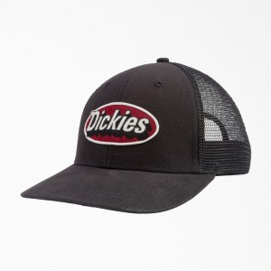 Black Men's Dickies Patch Logo Trucker Cap | OAY615784