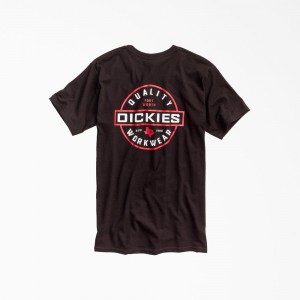 Black Men's Dickies Quality Workwear Graphic T-Shirt | RHO570318