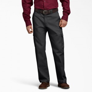 Black Men's Dickies Relaxed Fit Cargo Work Pants | LVT826790