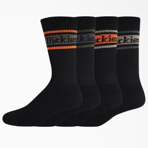 Black Men's Dickies Rugby Stripe 4-Pack Socks | SGB724918