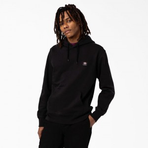 Black Men's Dickies Skateboarding Chest Logo Hoodie | JPT549810