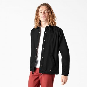 Black Men's Dickies Skateboarding Coaches Jacket | TGE723689