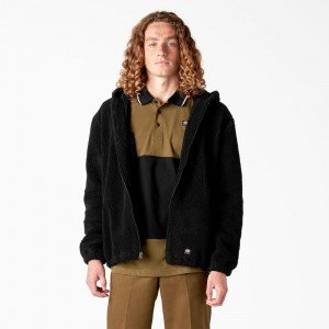 Black Men's Dickies Skateboarding Fleece Jacket | CYF310246