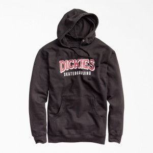 Black Men's Dickies Skateboarding Fleece Hoodie | DAB690417