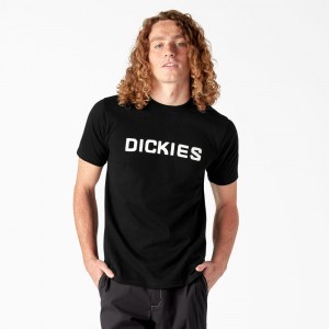 Black Men's Dickies Skateboarding Logo T-Shirt | AUI298630