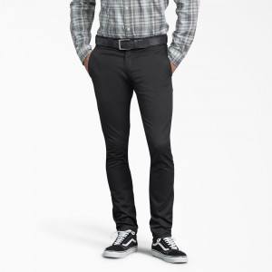 Black Men's Dickies Skinny Fit Work Pants | KUE348271