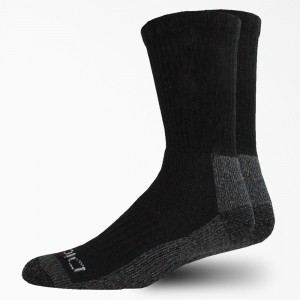 Black Men's Dickies Steel Toe Crew 2-Pack Socks | DTZ619205