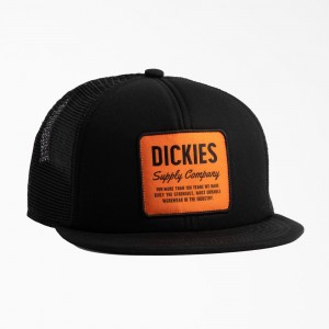 Black Men's Dickies Supply Company Trucker Hat | ODU205714