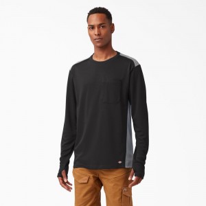 Black Men's Dickies Temp-iQ® 365 Long Sleeve Pocket T-Shirt | WNP829673