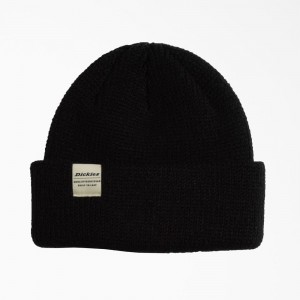 Black Men's Dickies Thick Knit Beanie | GLM372901