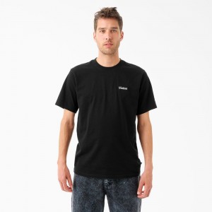 Black Men's Dickies Tom Knox Embroidery T-Shirt | EKI702359