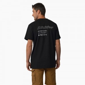 Black Men's Dickies United By Work Graphic Pocket T-Shirt | UDB267809