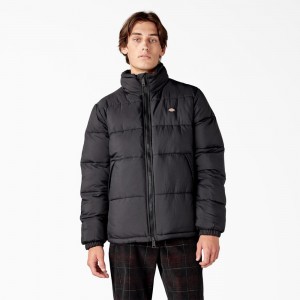 Black Men's Dickies Waldenburg Puffer Jacket | ATQ865473