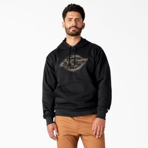 Black Men's Dickies Water Repellent Camo Logo Hoodie | PUW260158