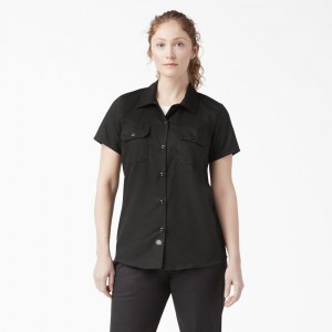 Black Women's Dickies 574 Original Work Shirts | HMT956432