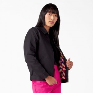 Black Women's Dickies Breast Cancer Awareness Eisenhower Jacket | BWC192764