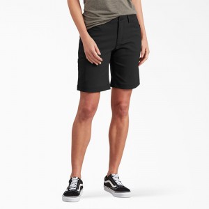 Black Women's Dickies Cooling Relaxed Fit Shorts | CPI781354