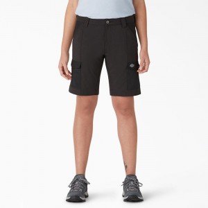 Black Women's Dickies Cooling Slim Fit Cargo Shorts | SDG890263